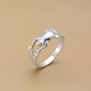Handgemachte deutsche Silber Frosch Ring, Boho Tier Schmuck