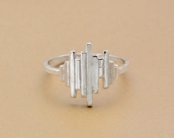 Heartbeat Ring, ECG Heartbeat Band Ring, Pulse Line Ring, Minimalist Love Ring, Nurse Gift, Doctor Gift, Geometric Silver Ring, Gift for Her