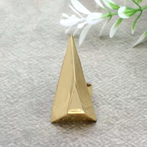 Brass Pyramid Statement Ring: Chunky Ancient Egypt Style