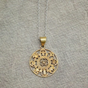 Tibetan Mandala Pendant Necklace – Eight Auspicious Symbols Buddhist Amulet Jewelry