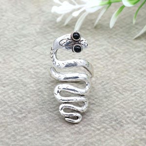 German Silver Snake Ring: Gothic Reptile Wrap Jewelry