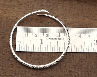 Minimalist Adjustable Sterling Silver Bangle Bracelet, Thin Textured Open Cuff, Stackable Everyday Bracelet, Handmade Gift for Women