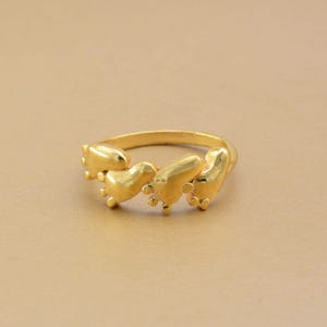 Gold Baby Feet Ring: 9K Plated Brass Infant Footprint Jewelry