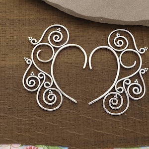 Boho Spiral Ear Cuffs, Tribal Swirl Earrings, Handmade Silver Plated Statement Jewelry, Festival Ear Wraps