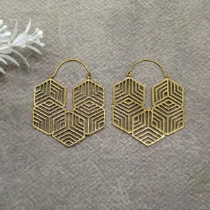 Geometric Statement Earrings – Bold Modern Hexagon Drop Jewelry