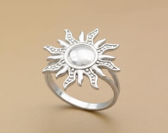 Anel Sol, Anel Raio de Sol em Ouro e Prata, Anel Celestial Marcante, Joia Boho Artesanal com Efeito Sol, Presente Ideal para Ela, Joia da Amizade.