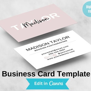 Minimalist Business Card Template, DIY Printable Business Card, Pink Small Business Card, Business Branding, Minimal Business Card Canva