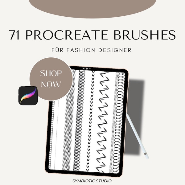 71 Procreate Pinsel Set für Modedesigner, Technische Zeichnungen und Texturen, Procreate Brushes for Fashion Designer con Texture Brushes
