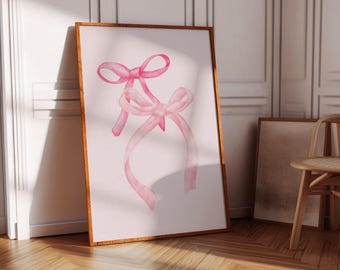 Pink Bows Nursery Art: French Pastel Girl Room Decor (Digital Download)