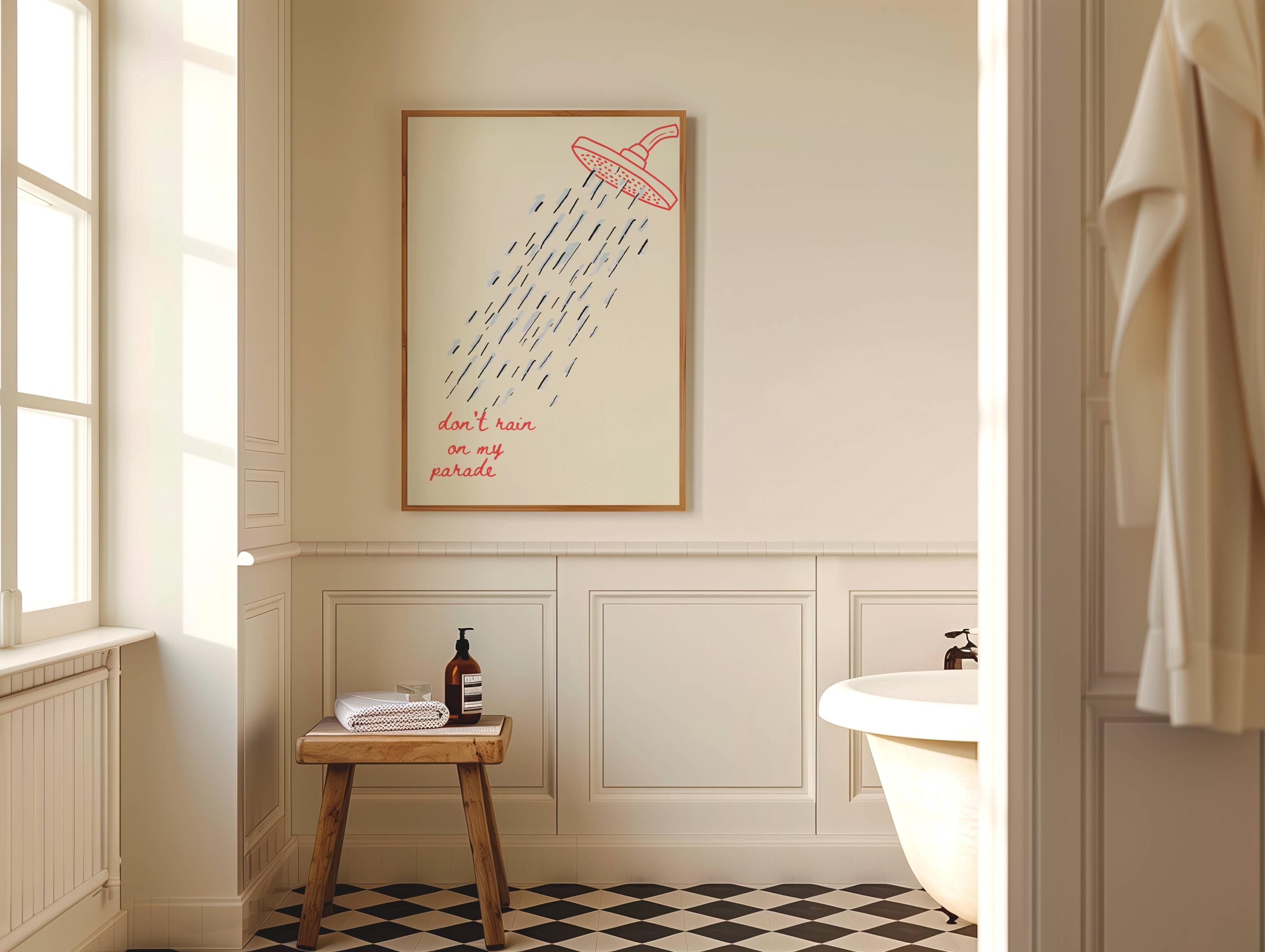 Don’t Rain on My Parade Print, Cute Bathroom Print, Sketch Print ...