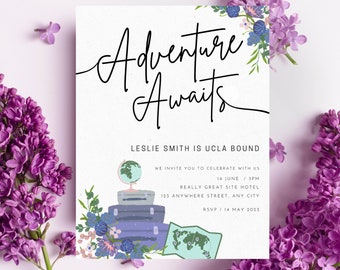 Adventure Awaits Graduation Invitation | Travel Theme (Digital Download)