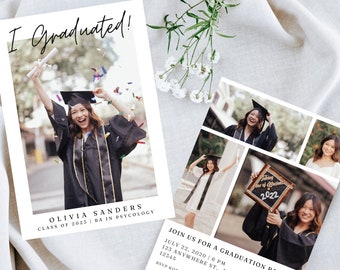 Minimalist Photo Graduation Announcement: Party Invitation Template (Digital Download)
