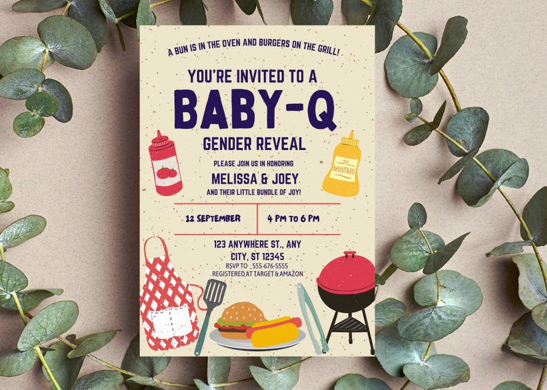 Baby-Q Gender Reveal Invitation: BBQ Theme (Editable Template) image 5