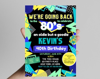 Invito di compleanno a tema anni '80: festa retrò, invito digitale modificabile