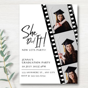 Minimalist Graduation Announcement, Graduation Party Invitation Template, Modern Graduation Party Invite, Photo Graduation Invite