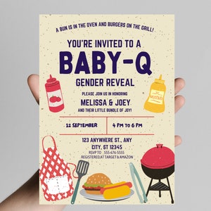 Baby-Q Gender Reveal Invitation: BBQ Theme (Editable Template) image 2