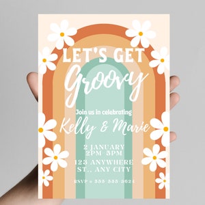 Let’s Get Groovy Party Invitation| 70s Theme| Daisies, Rainbow| Retro ...