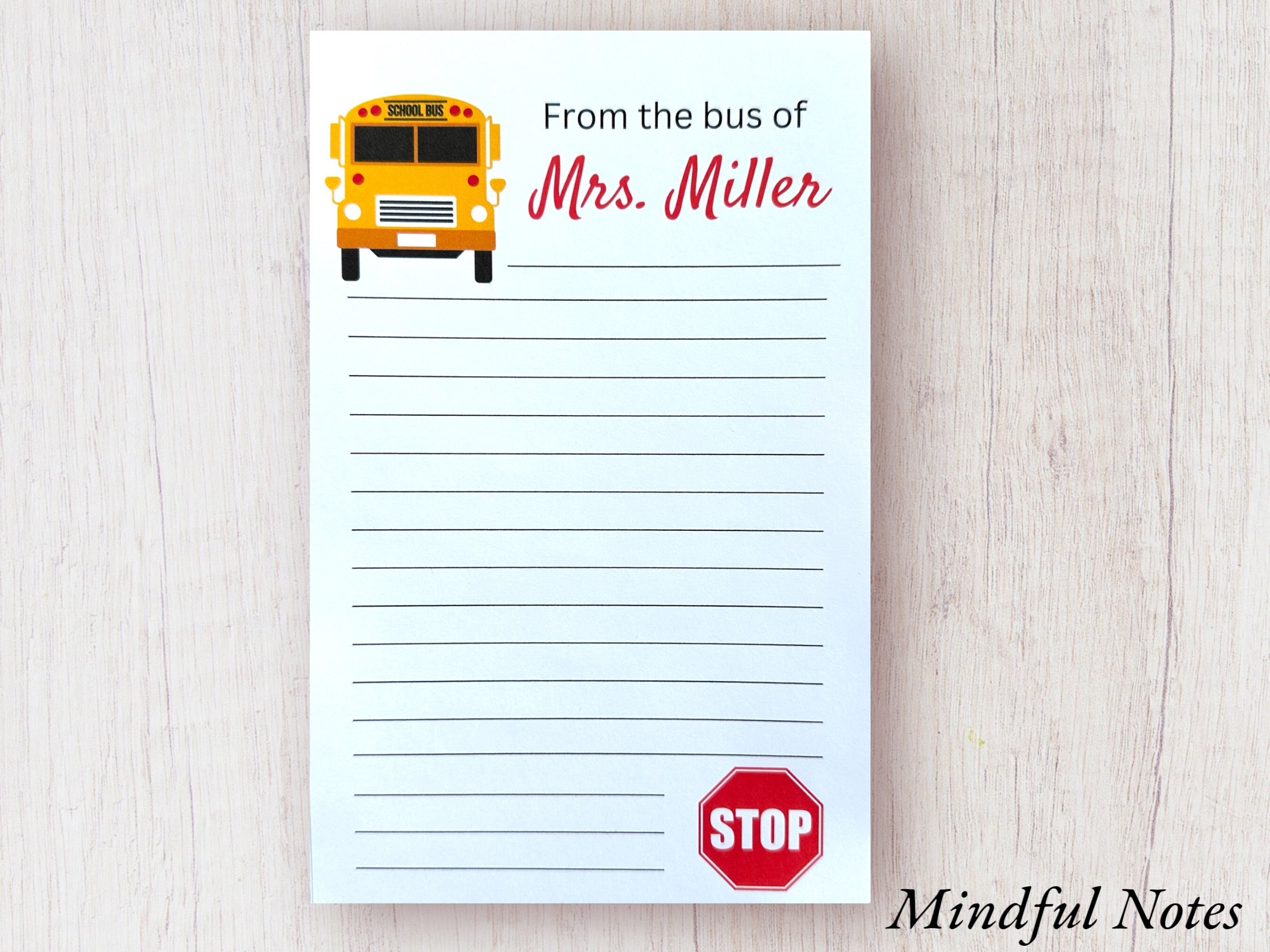 Bus Note Paper Personalized Bus Driver Appreciation Notepad - Etsy