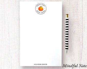 Personalized Pumpkin Notepad, Fall Notepad, Harvest Wishes, Halloween Stationary