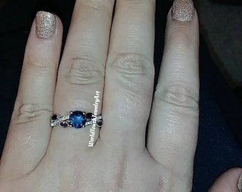 Natural London Blue Topaz Ring, Round Cut Blue Topaz Ring, Real London Blue Topaz Ring, Promise Ring, Round Cut Blue Gems, Solitaire Ring,