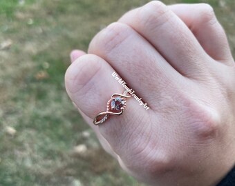Dainty Lab Alexandrite Ring: 925 Sterling Silver Wedding Ring
