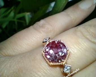 Vintage Lab Alexandrite Ring: Sterling Silver June Birthstone