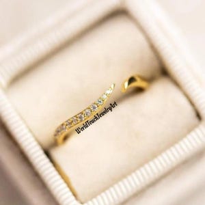 24k Pave Lab Grown Diamant Offene Manschette Kralle Diamant Ring Einzigartige Offene Hochzeit Band Ring für Braut Dünnes Minimalistisches Stapelring Geschenk für Sie