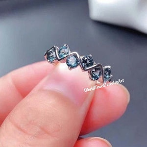 Wedding Band/Eternity Band/3MM Half Eternity Alexandrite Wedding Ring/925 Sterling Silver Ring/Alexandrite Ring/Stacking Ring