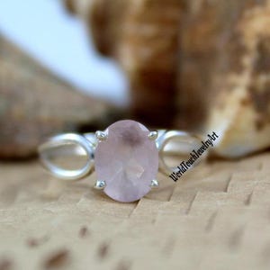 Rose Quartz Jewelry, Rose Quartz Ring, Pink Quartz Ring, Gemstone Stacking Ring, Sterling Silver Quartz Ring, Quartz Stacking Ring