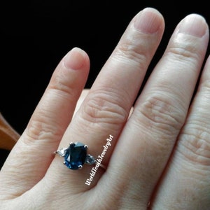 Natural London Blue Topaz Ring, Minimalist Ring, Solid Silver Ring, 925 Sterling Silver Ring, Promise Ring, Art Deco Ring Gift For Women