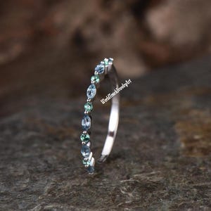 Alexandrite Stacking Matching Band Alexandrite Emerald Band Women Band Bridal Wedding Promise Ring Band Anniversary Gift