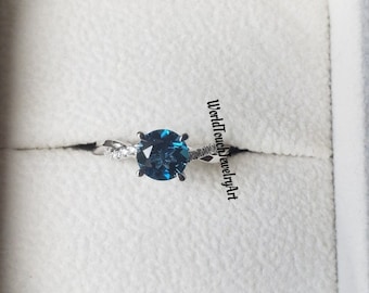 London Blue Topaz Ring, Round Cut Blue Topaz Engagement Ring, Ring, Blue Topaz Halo Ring, Luxury Gifts For Wife, Stylish Women Ring