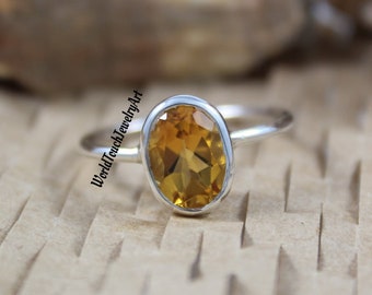 Natural Yellow Golden Topaz Ring, 925 Sterling Silver Ring, Handmade Ring, November Birthstone Ring, Wedding Ring, Gift For Women