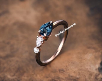 ヴィンテージ リング | ロンドン ブルー トパーズ | 14K ゴールド