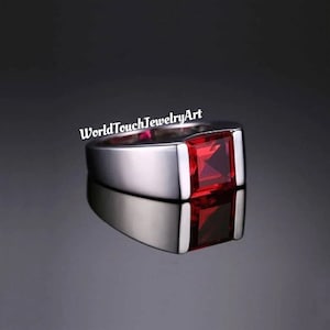 Ruby Men Ring, 925 Sterling Silver Ring, Gemstone Ring, Ruby Ring, Art Deco Ring, Gift For Men Jewelry, Engagement Ring,