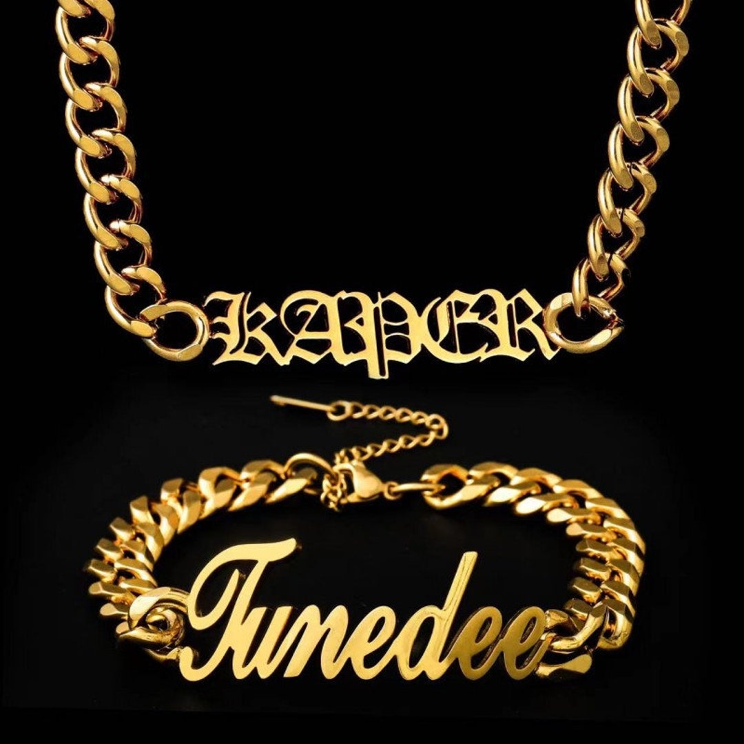 Cuban link name plate necklace Clearance
