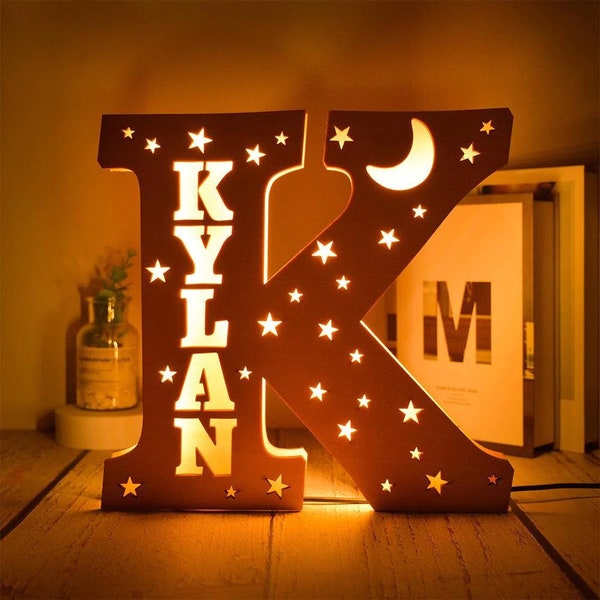 Custom Light-Up Name Sign - Personalized Night Light for Kids & Babies, Plug-In Mood Light