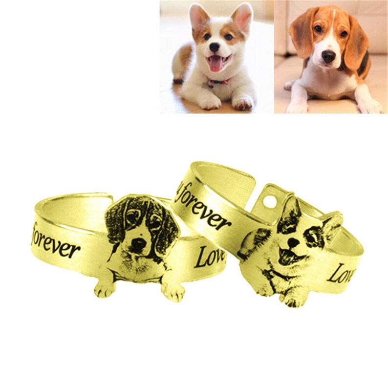 Custom Pet Memorial Rings Engraved Photo Personalization for Dog & Cat Lovers Etsy