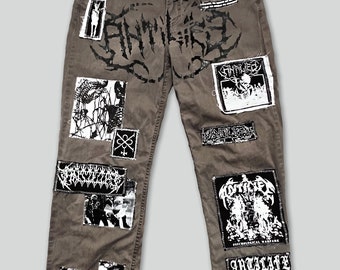 Exit Light 1 of 1 Custom Handmade Patchwork Reworked Vintage Crust Punk ...