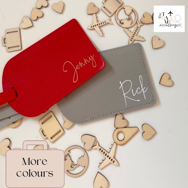 Personalised Luggage Tag, Faux Leather Luggage Tag, Custom Luggage Label, Couples Wedding Gift, Hen Party Favours, Destination Wedding Gift