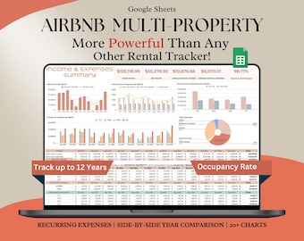 Airbnb Income & Expense Tracker: Multi-Property Google Sheets (Digital Download)