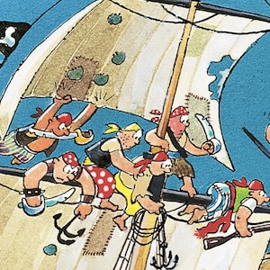 Naval Disagreement: zoek&vind poster/spel van een humoristisch piratengevecht met +300 piraten