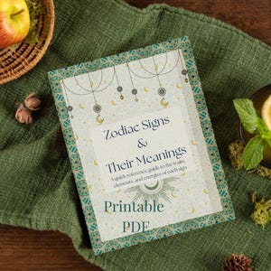 Boho Zodiac Signs & Their Meanings | Astrology Sheet Bundle | Printable PDF Zodiac Guide | Celestial | A Quick Reference Guide