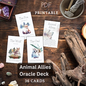 Paquet d'affirmations des alliés des animaux - 36 cartes Oracle inspirantes avec des guides de l'esprit animal pour prendre soin de soi, la pleine conscience et l'énergie positive