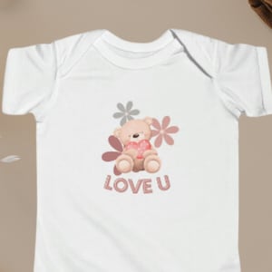 Love U Baby Shirt; I Love You Onesie; Cute Baby Onesie; Teddy Bear Onesie; Cute Teddy Bear Jumpsuit; Love Baby Bodysuit, Newborn Onesie