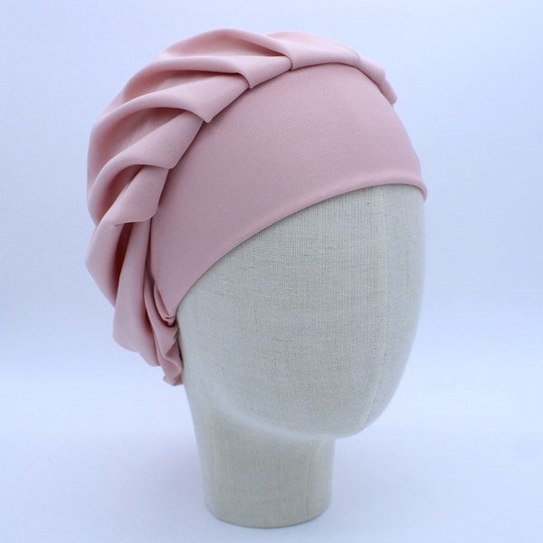 Pink Lightweight Poly/Spandex Blend Fabric in a Bouffant-Style Scrub Cap