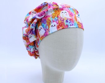 Ghostly Pretty on Double Brushed Poly in a Bouffant Style Scrub Cap