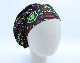 Grumpy Christmas on Double Brushed Poly in a Bouffant Style Scrub Cap