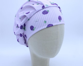 Summer Berries on Double Brushed Poly in a Bouffant Style Scrub Cap