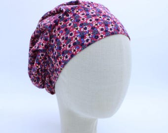 Multi Floral on Ribbed Double Brushed Poly in a Bouffant Style Scrub Cap